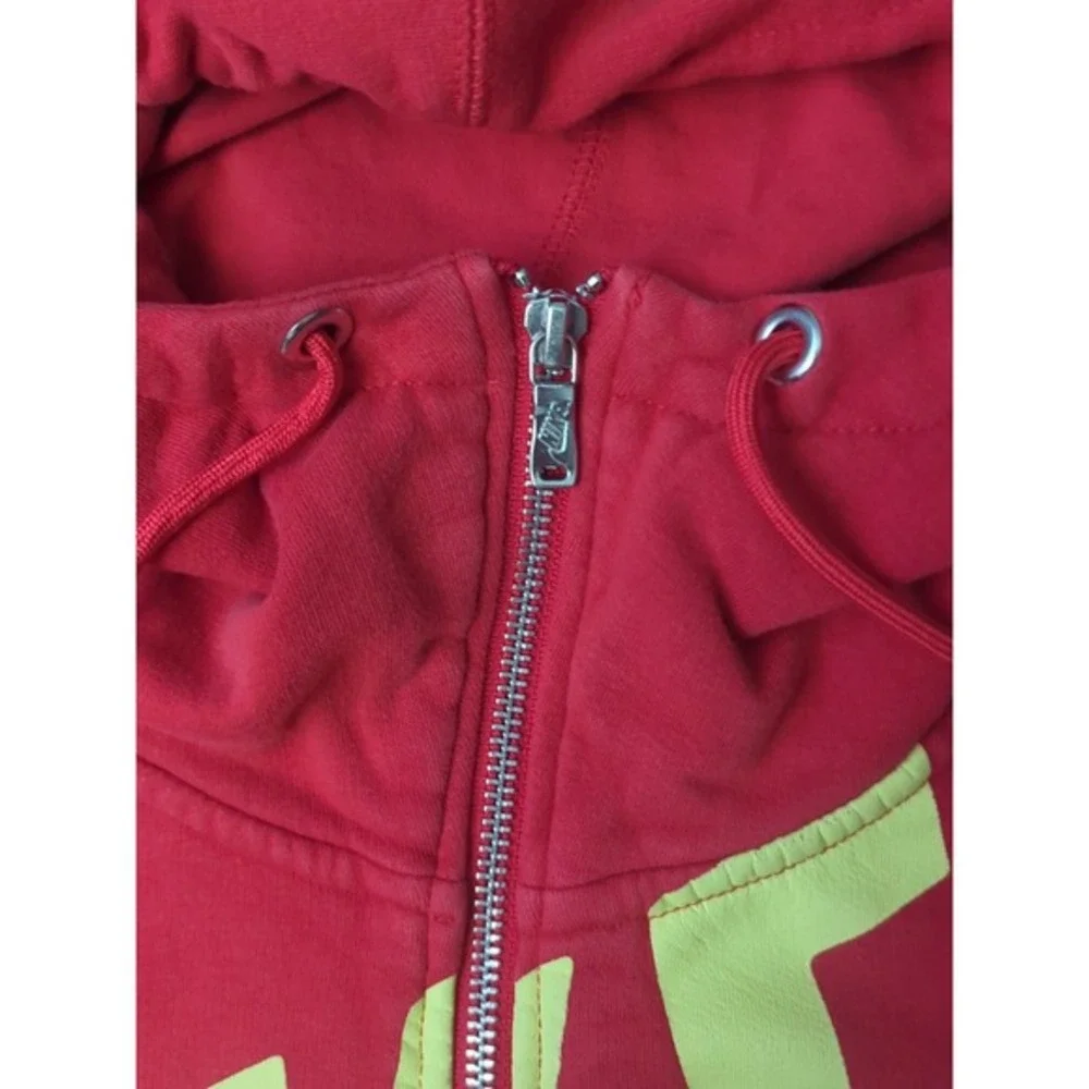 Nike Spellout Womens Red Hoodie Size L Zip Up Large Swoosh Sportswear Jacket Y2K